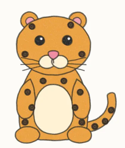 Finished cartoon jaguar drawing, coloured