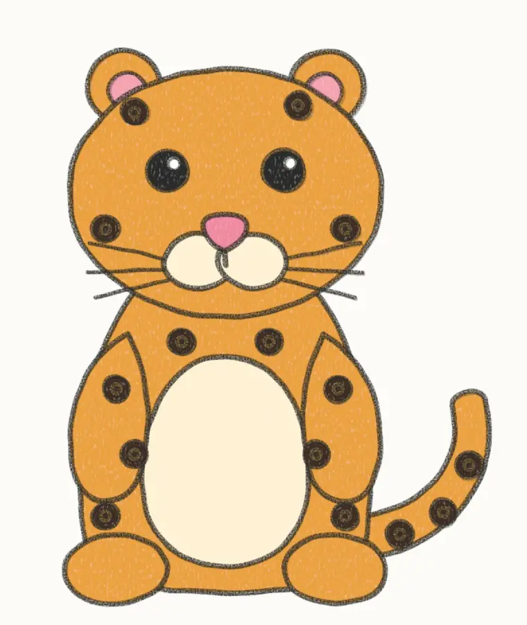 How to Draw a Cartoon Jaguar, step 7 of 7: color your jaguar, pencil drawing