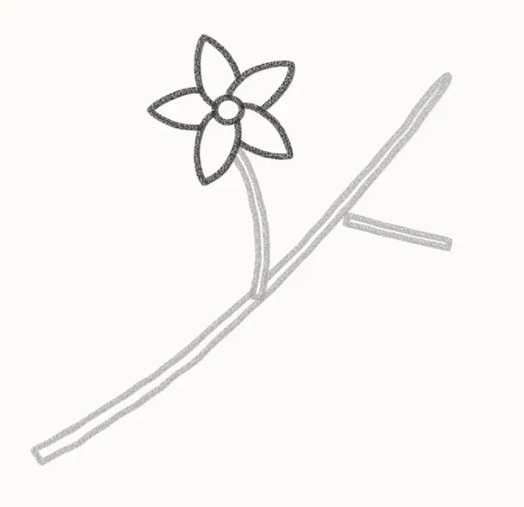 How to Draw a Cartoon Jasmine, step 2: draw the first flower