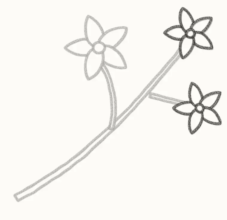 How to Draw a Cartoon Jasmine, step 3: add two more flowers