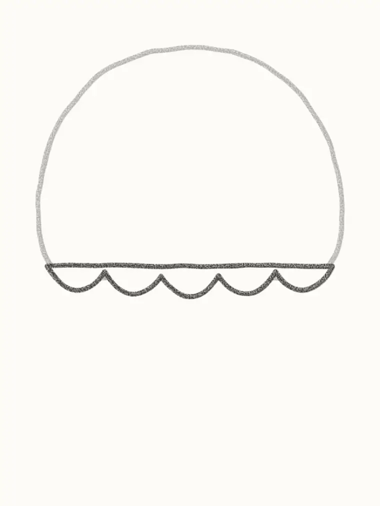 How to Draw a Cartoon Jellyfish, step 2: add the wavy edge