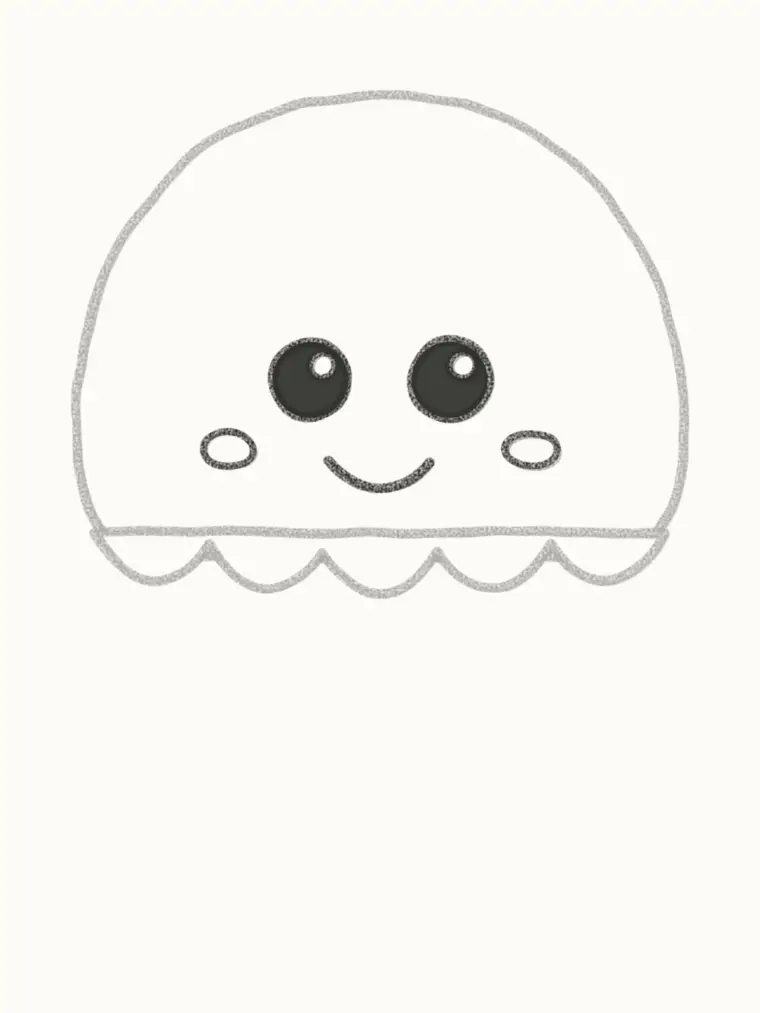 How to Draw a Cartoon Jellyfish, step 3: draw the face