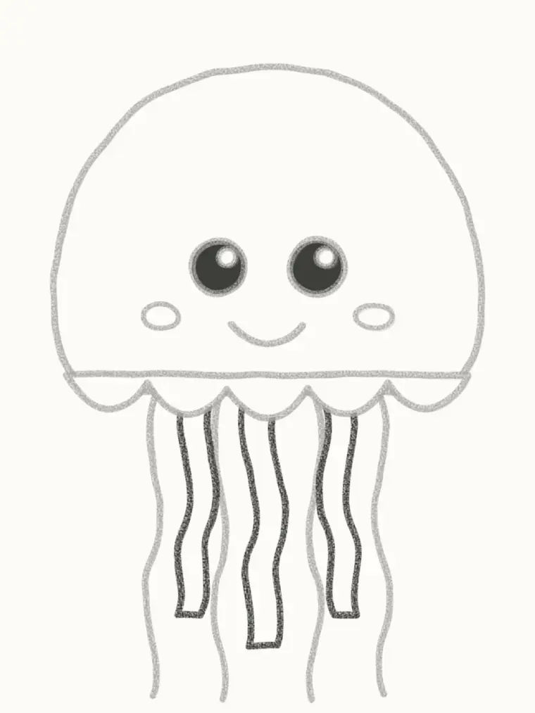 How to Draw a Cartoon Jellyfish, step 5: add the frilly arms