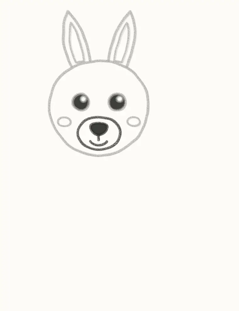 How to Draw a Cartoon Kangaroo, step 4: draw the muzzle and nose