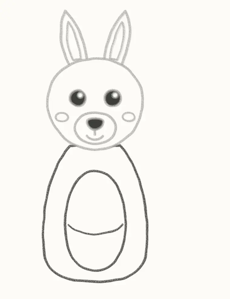 How to Draw a Cartoon Kangaroo, step 5: draw the body and pouch