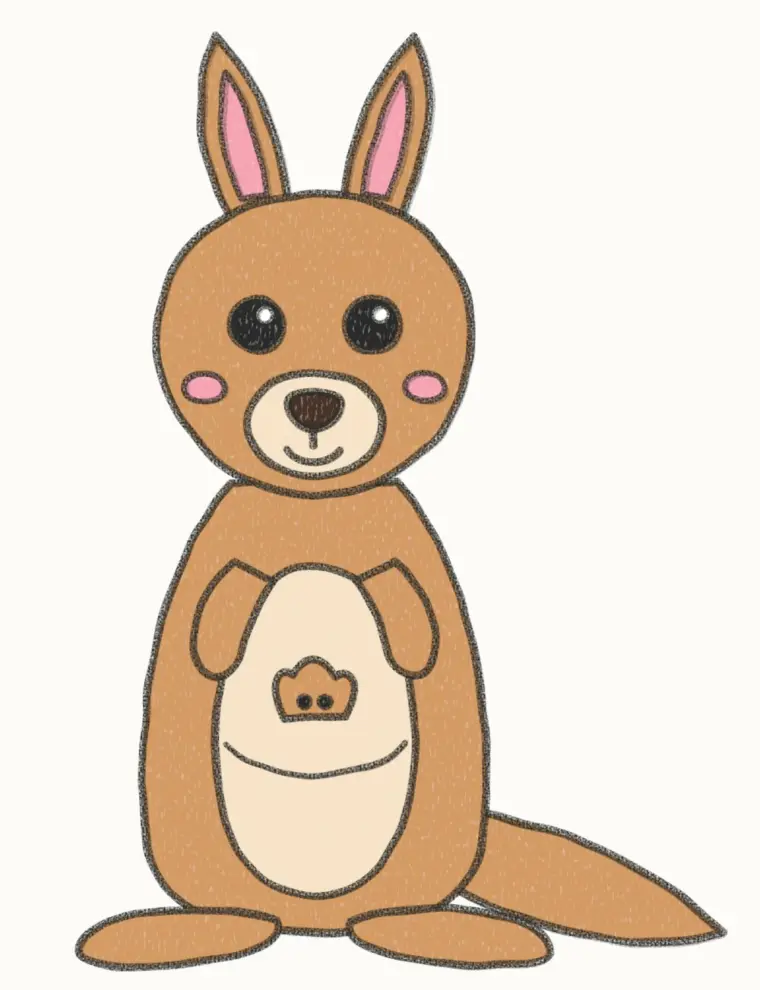 How to Draw a Cartoon Kangaroo, step 7 of 7: color your kangaroo, pencil drawing