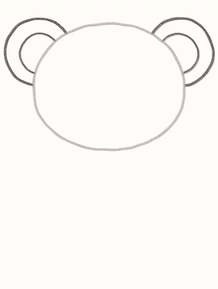 How to Draw a Cartoon Koala, step 2: add the big fluffy ears