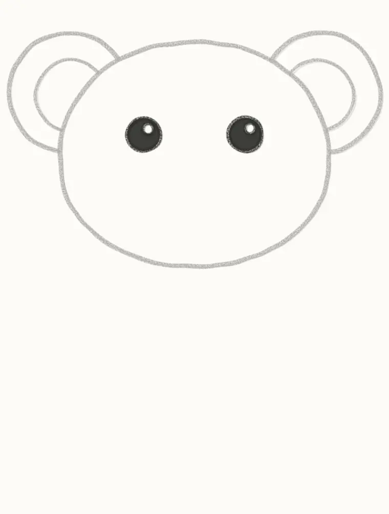 How to Draw a Cartoon Koala, step 3: draw the eyes