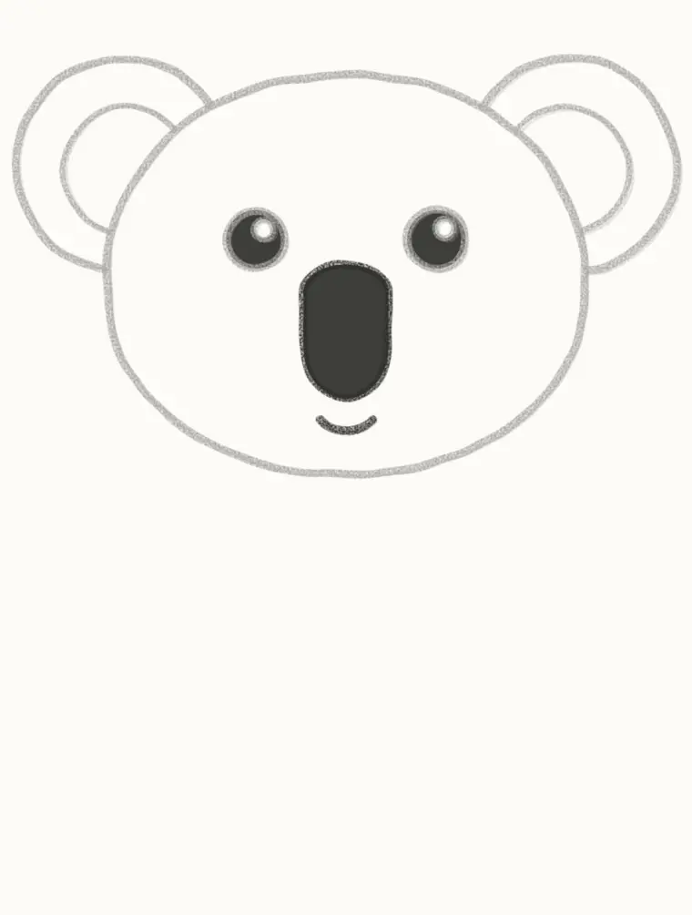 How to Draw a Cartoon Koala, step 4: draw the big nose