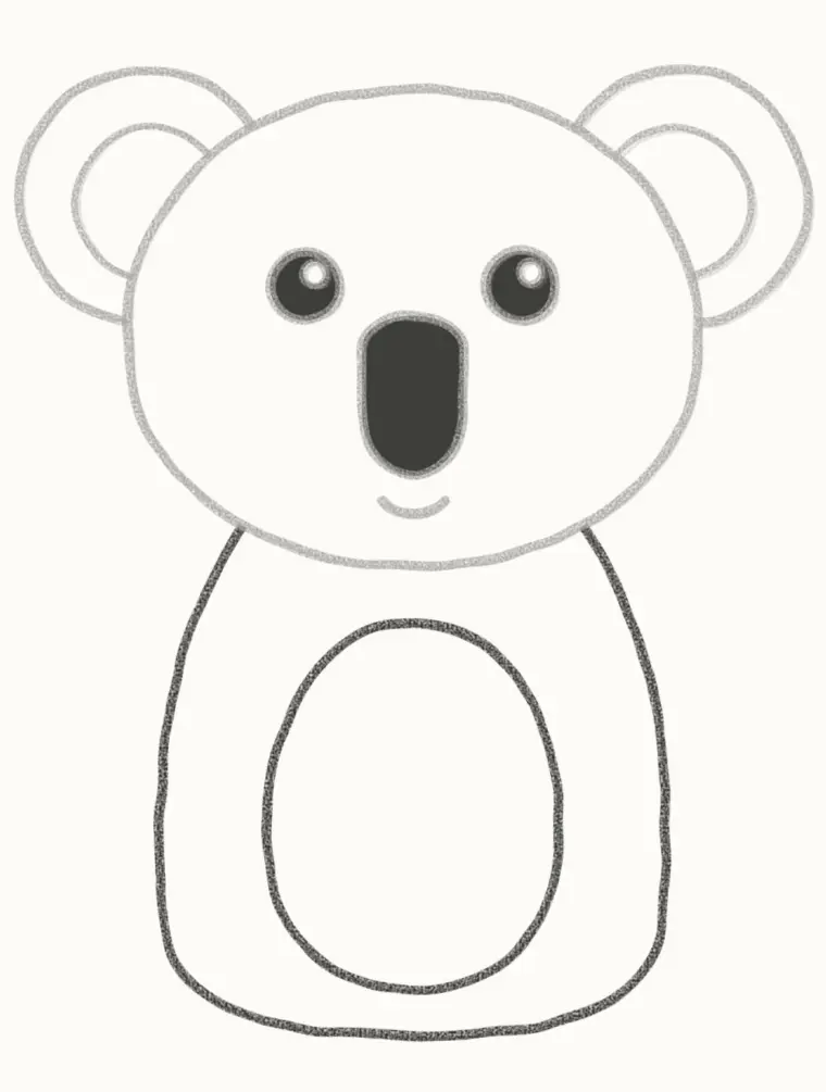 How to Draw a Cartoon Koala, step 5: draw the body