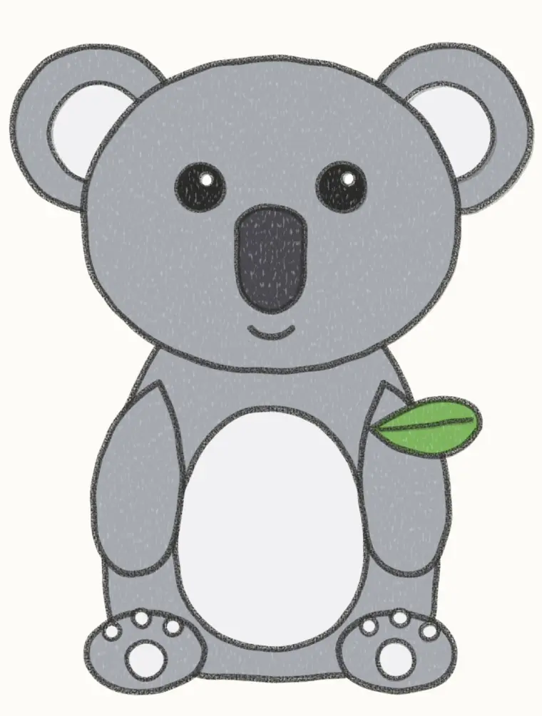 How to Draw a Cartoon Koala, step 7 of 7: color your koala, pencil drawing