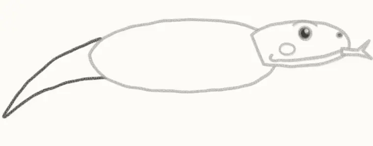 How to Draw a Cartoon Komodo Dragon, step 4: draw the tail