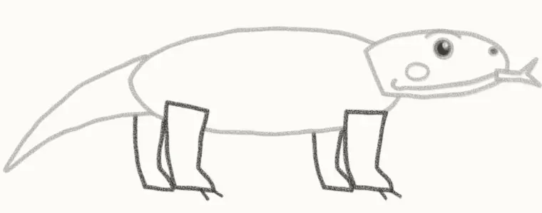 How to Draw a Cartoon Komodo Dragon, step 5: add the strong legs