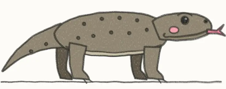 How to Draw a Cartoon Komodo Dragon, step 7 of 7: color your komodo dragon, pencil drawing