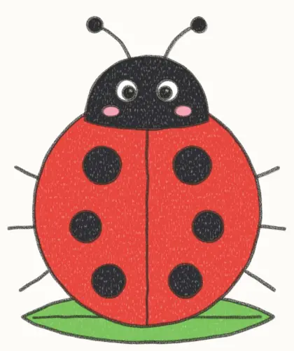 Finished cartoon ladybug drawing, coloured
