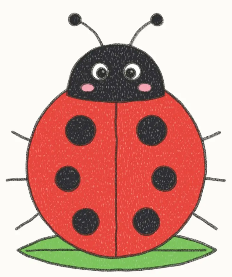 How to Draw a Cartoon Ladybug, step 7 of 7: color your ladybug, pencil drawing