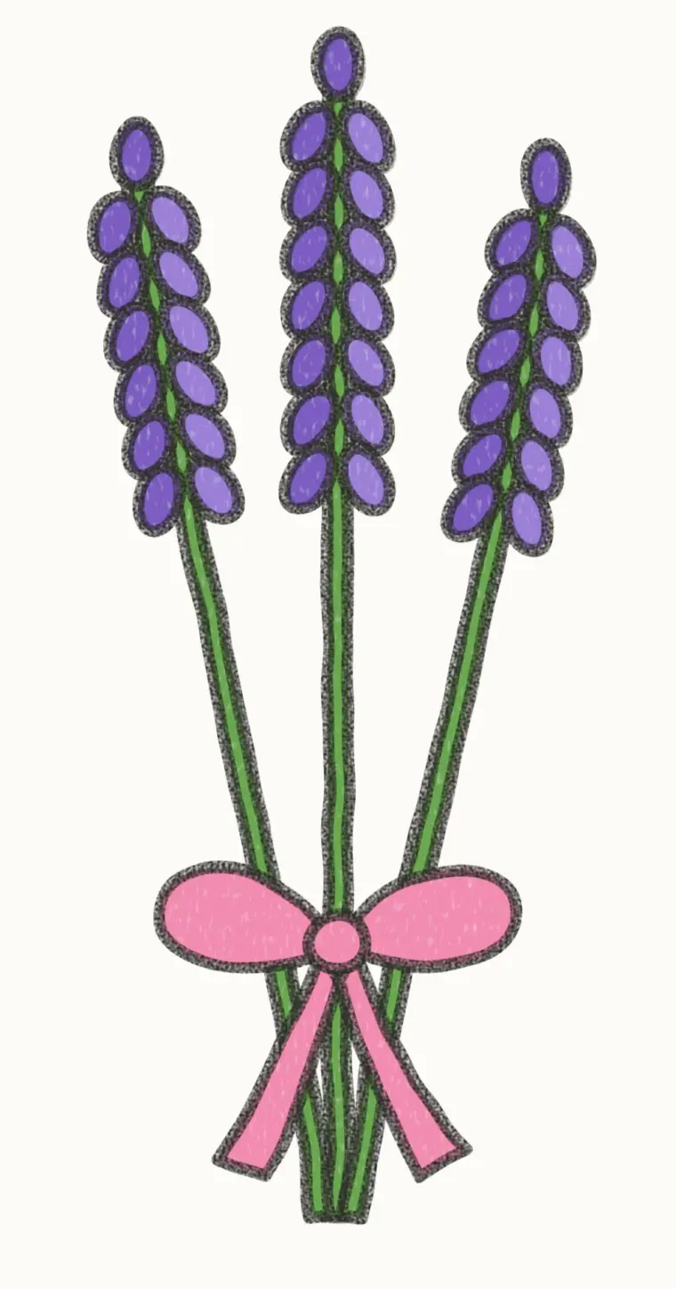 How to Draw a Cartoon Lavender, step 7 of 7: color your lavender, pencil drawing