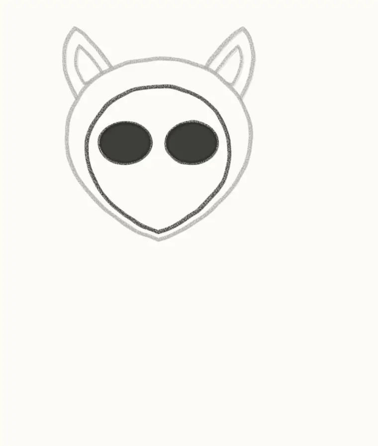 How to Draw a Cartoon Lemur, step 3: draw the face mask and eye patches