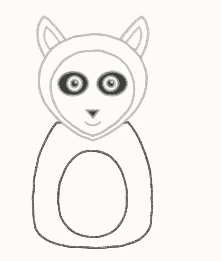 How to Draw a Cartoon Lemur, step 5: draw the body