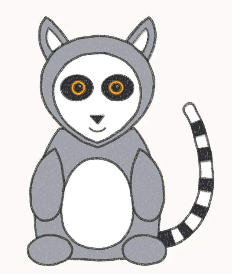 How to Draw a Cartoon Lemur, step 7 of 7: color your lemur, pencil drawing
