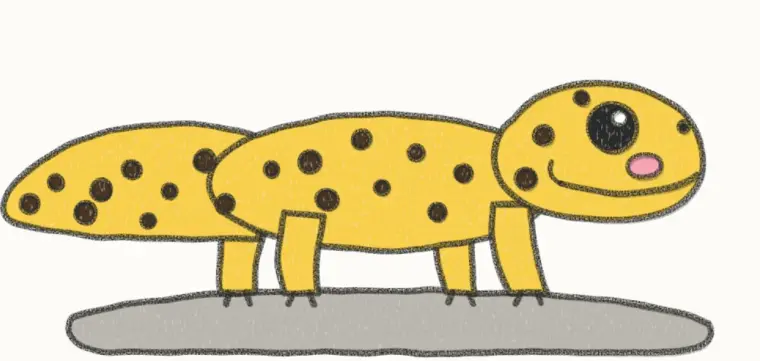 How to Draw a Cartoon Leopard Gecko, step 7 of 7: color your leopard gecko, pencil drawing