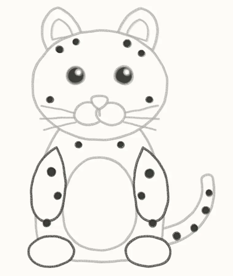 How to Draw a Cartoon Leopard, step 6: add the paws and spots