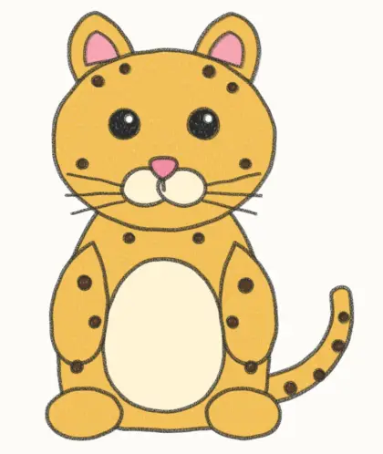 Finished cartoon leopard drawing, coloured