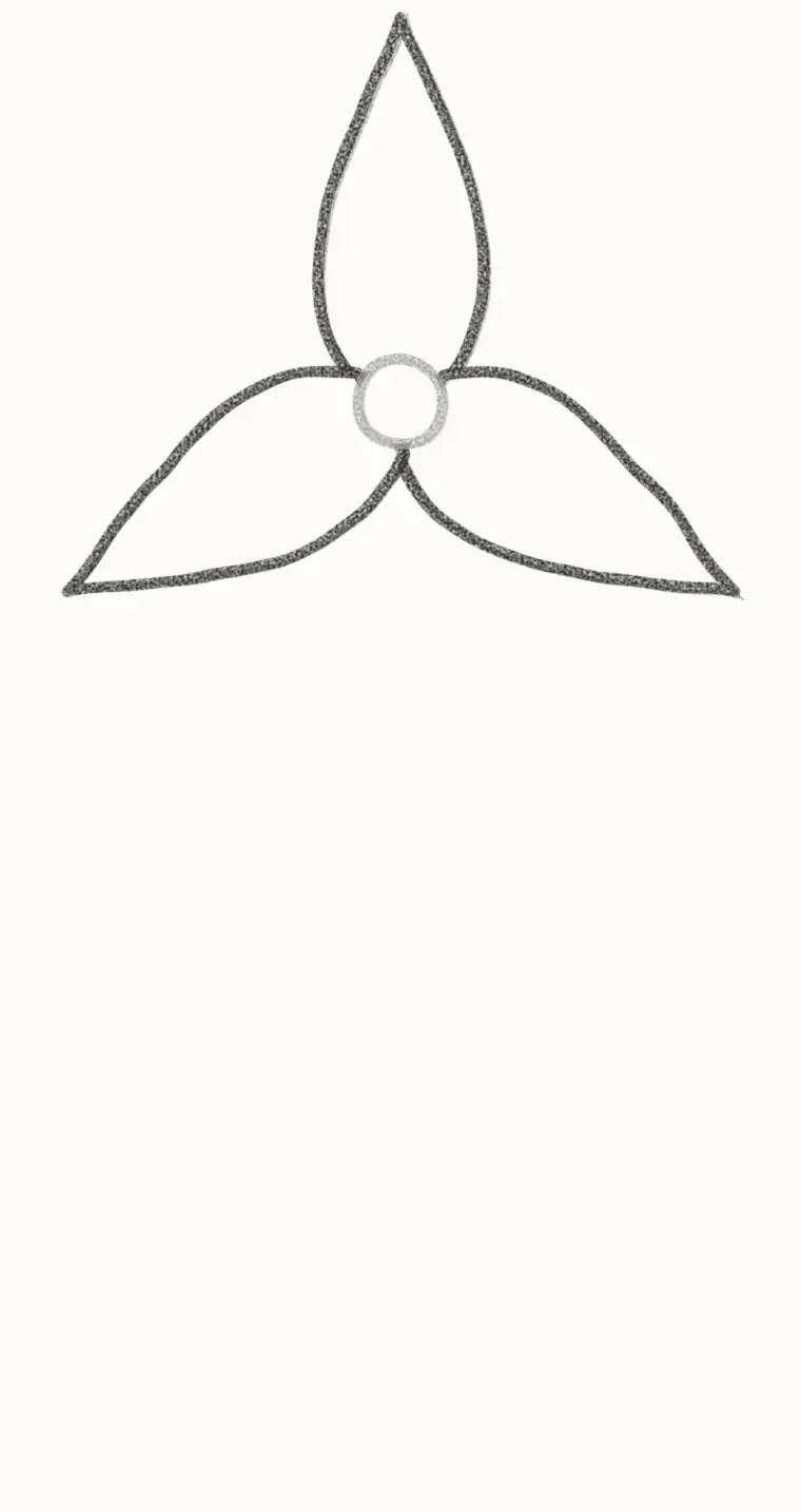 How to Draw a Cartoon Lily, step 2: draw three big petals