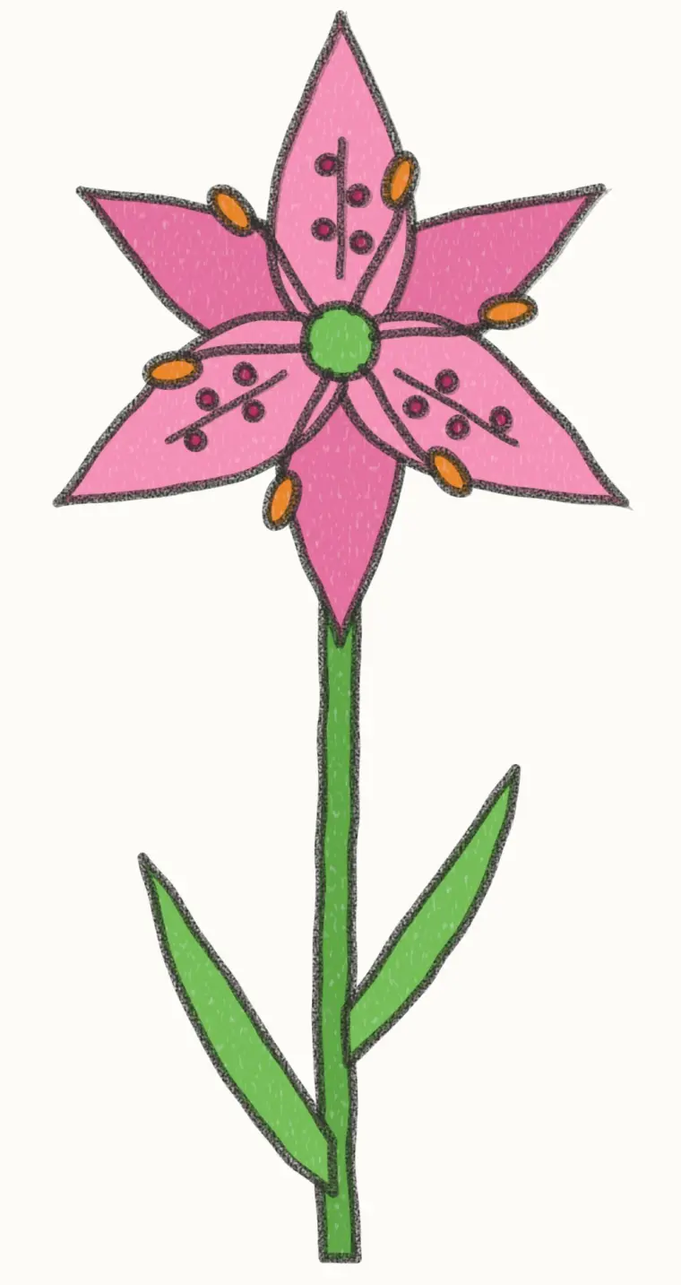 How to Draw a Cartoon Lily, step 7 of 7: color your lily, pencil drawing