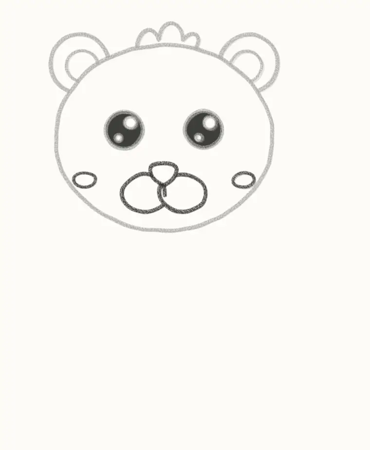 How to Draw a Cartoon Lion Cub, step 4: draw the muzzle
