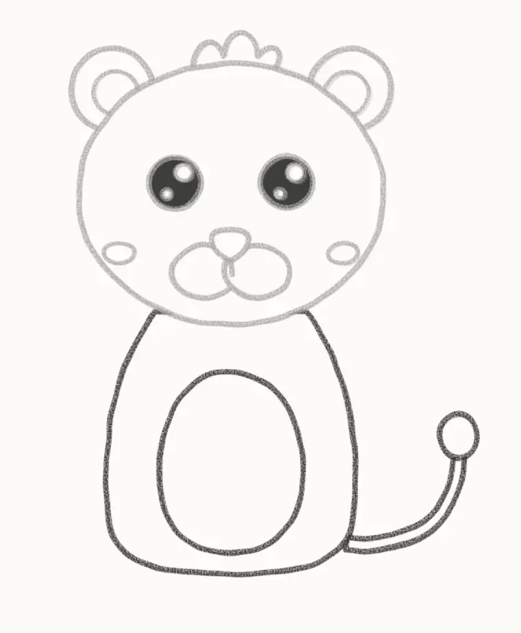 How to Draw a Cartoon Lion Cub, step 5: draw the small body