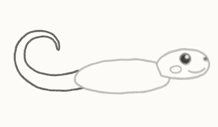 How to Draw a Cartoon Lizard, step 4: draw the curly tail
