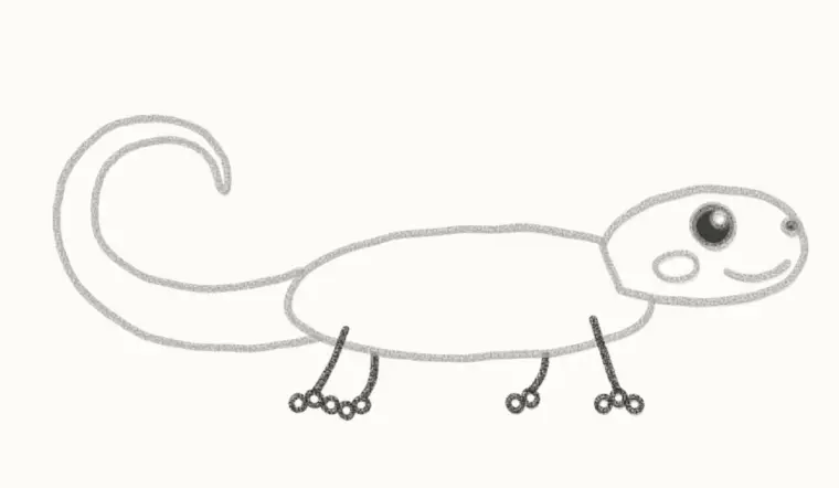 How to Draw a Cartoon Lizard, step 5: add the legs