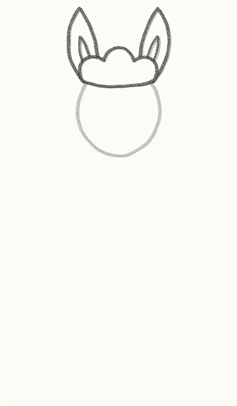 How to Draw a Cartoon Llama, step 2: add the ears and fluffy hair