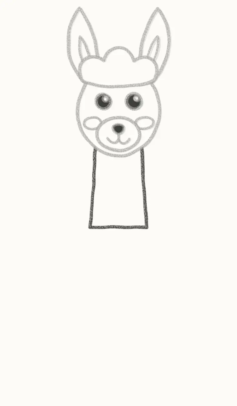 How to Draw a Cartoon Llama, step 4: draw the long neck