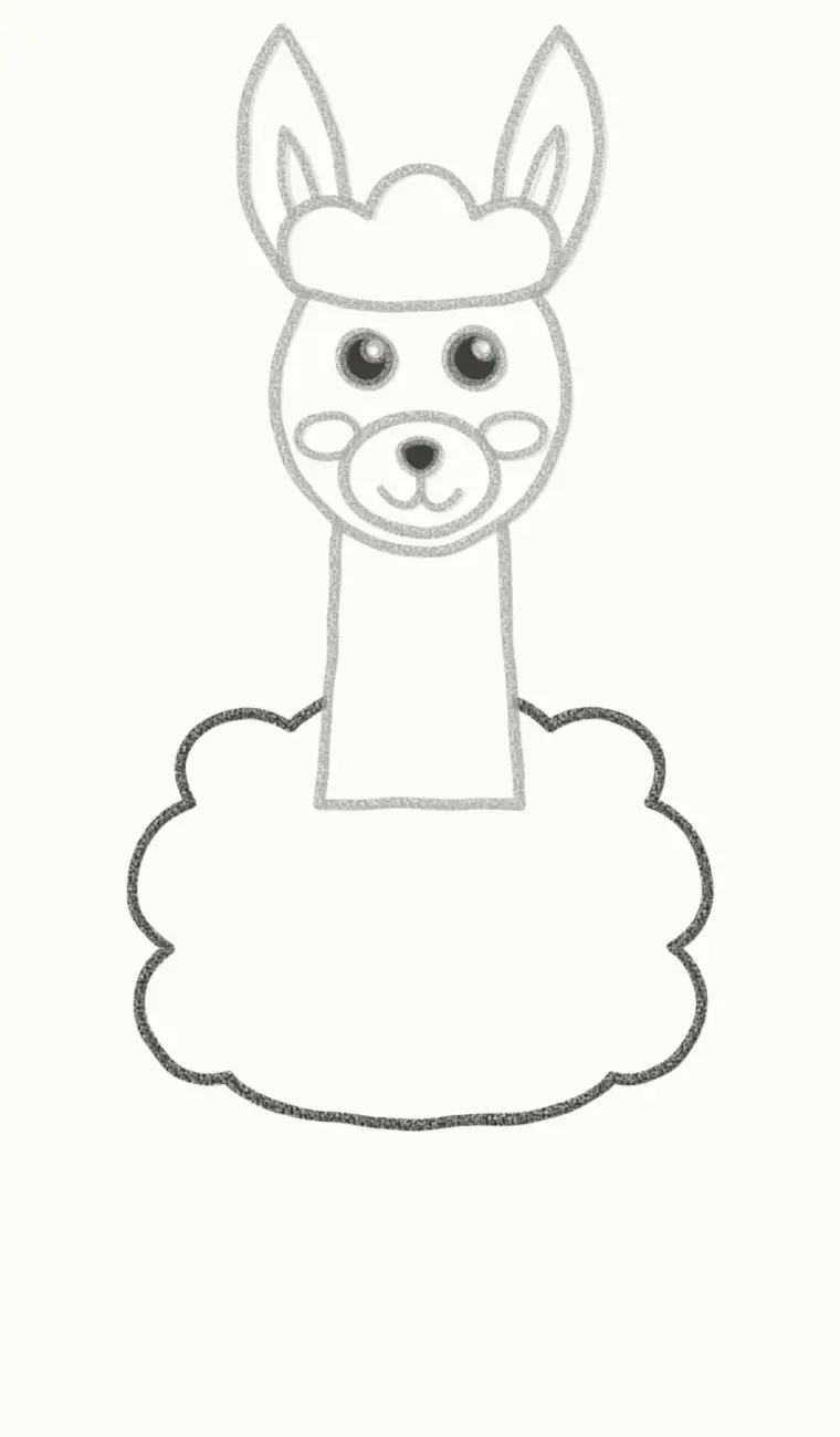 How to Draw a Cartoon Llama, step 5: draw the fluffy body