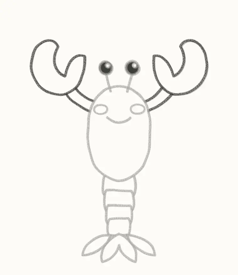 How to Draw a Cartoon Lobster, step 4: draw the big claws