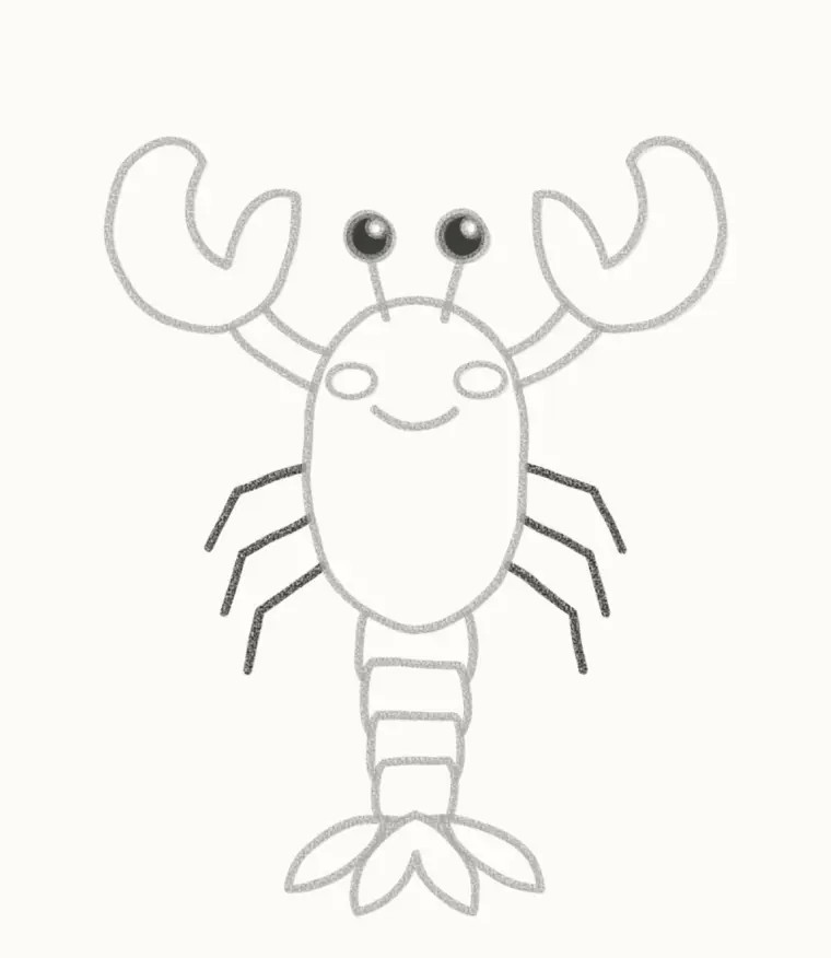 How to Draw a Cartoon Lobster, step 5: add the legs