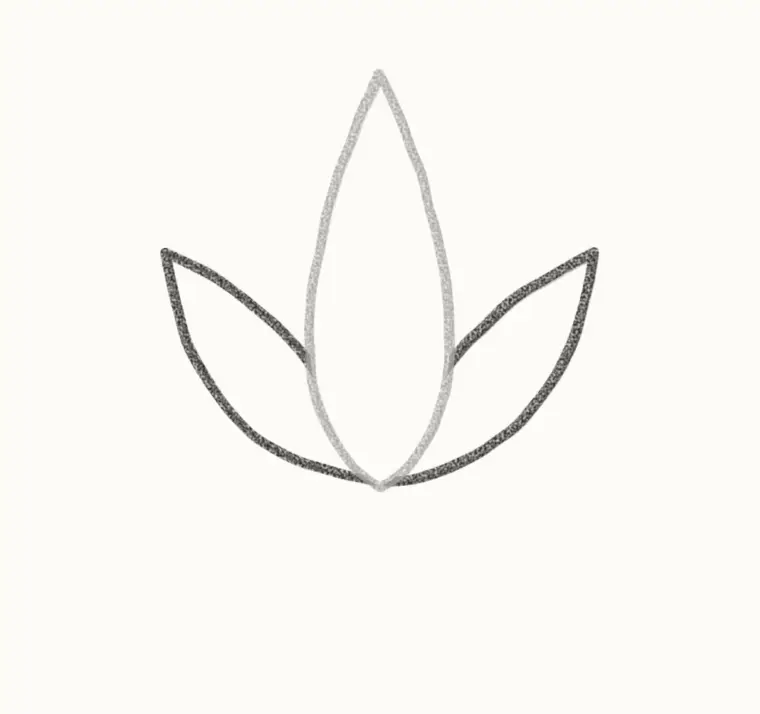 How to Draw a Cartoon Lotus, step 2: add two side petals