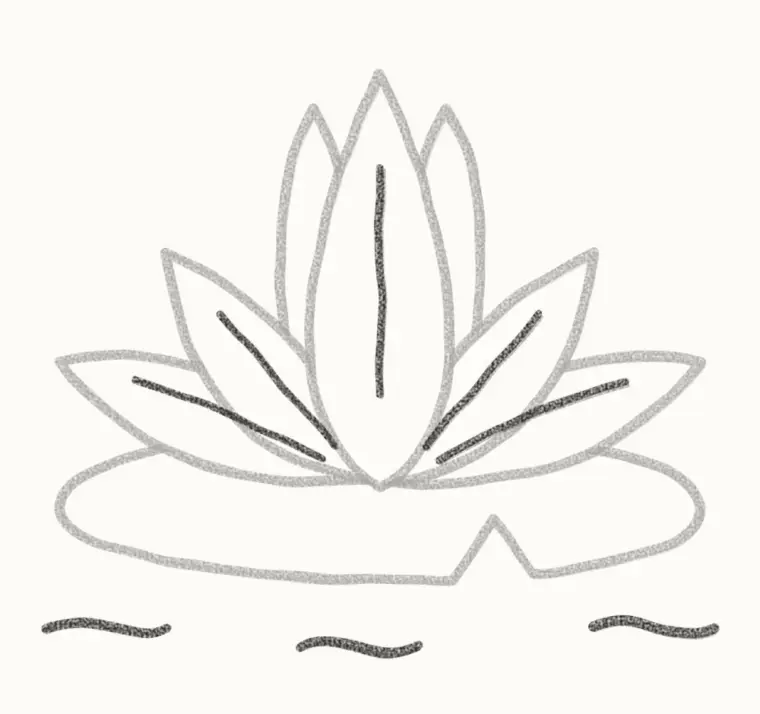 How to Draw a Cartoon Lotus, step 6: add the water and lines