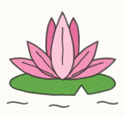 Finished cartoon lotus drawing, coloured
