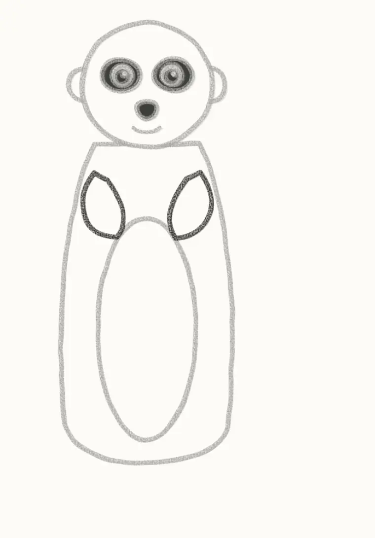 How to Draw a Cartoon Meerkat, step 5: add the arms
