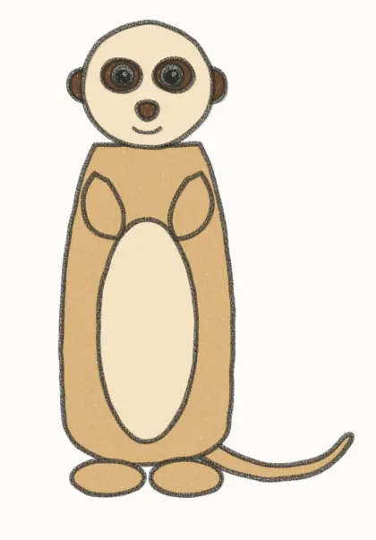 Finished cartoon meerkat drawing, coloured