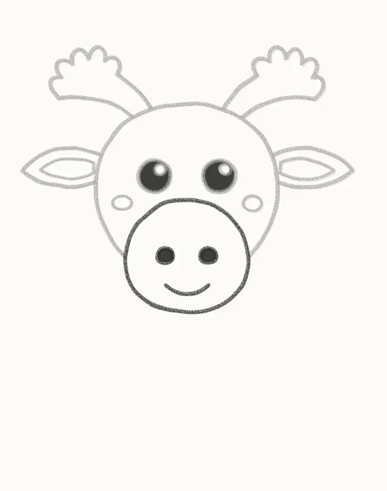 How to Draw a Cartoon Moose, step 4: draw the big muzzle