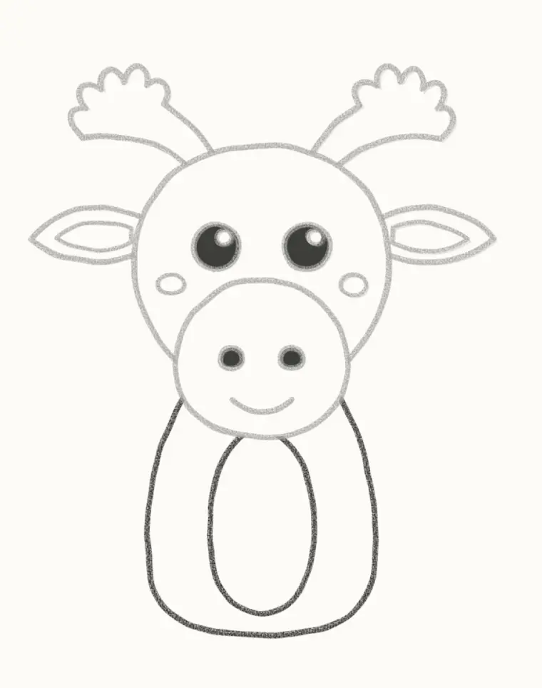 How to Draw a Cartoon Moose, step 5: draw the body