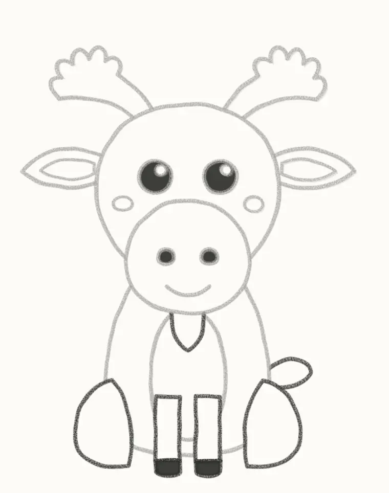 How to Draw a Cartoon Moose, step 6: add the legs, tail and beard