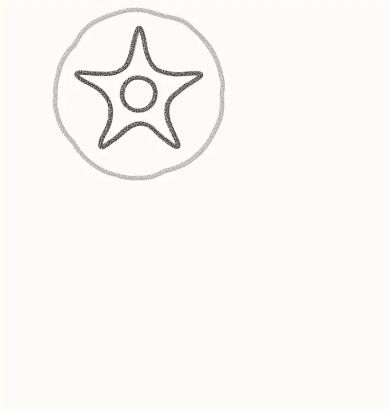 How to Draw a Cartoon Morning Glory, step 2: add the star and center