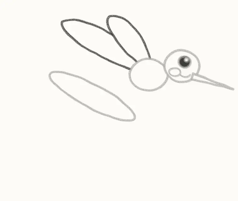 How to Draw a Cartoon Mosquito, step 4: add the wings