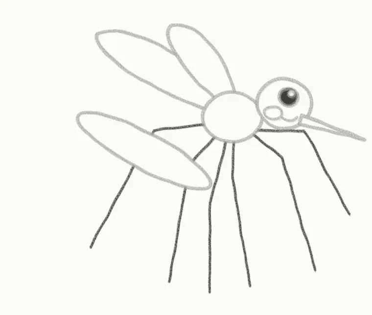 How to Draw a Cartoon Mosquito, step 5: draw the long legs