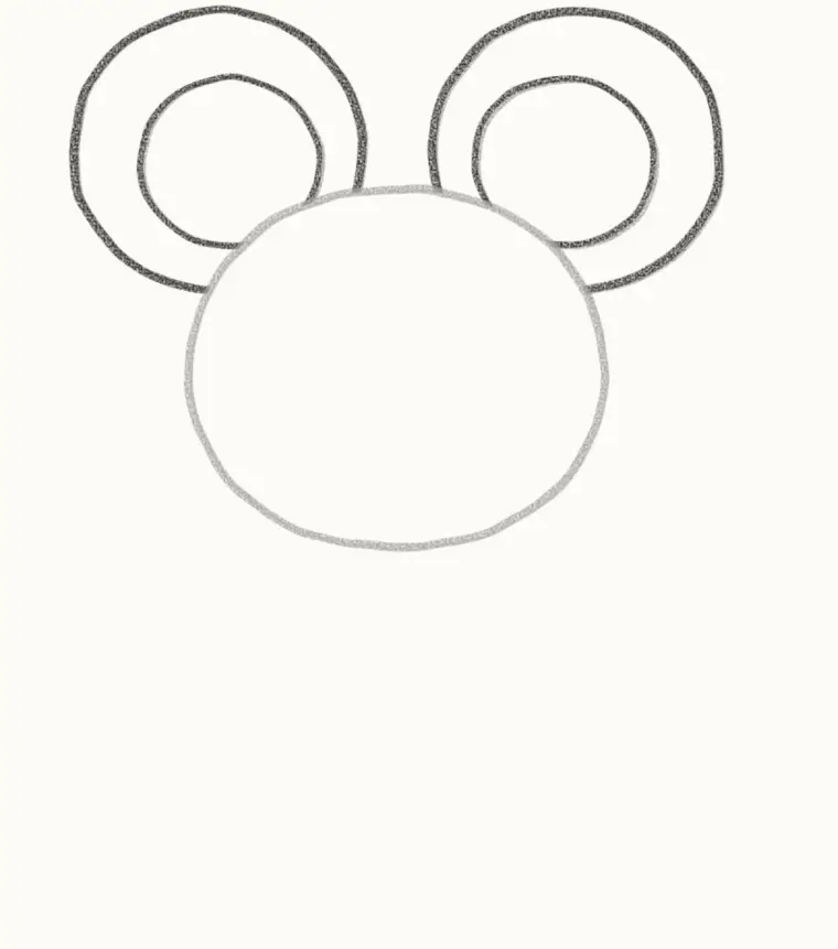 How to Draw a Cartoon Mouse, step 2: add the big round ears